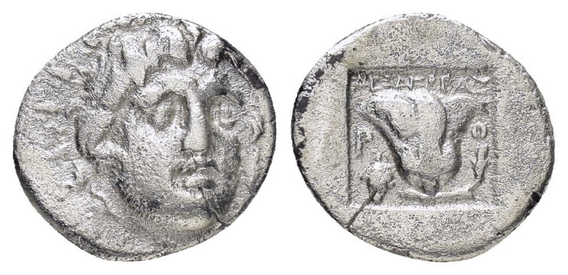 Hemidrachm AR
Caria, Rhodes, c. 170-150 BC, Radiate head of Helios facing sligh...