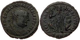 Follis Æ
Licinius I (308-324), Nicomedia, MP C VAL LICIN LICINIVS P F AVG, radiate, draped and cuirassed bust to right / IOVI CONSERVATORI - X on IIΓ...