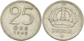 25 Öre AR
Sweden, Gustaf V, 1943
