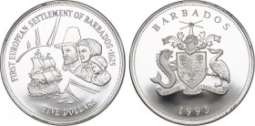 5 Dollars AR
Barbados, First European Settlement, Silver 925/1000
38 mm, 28 g