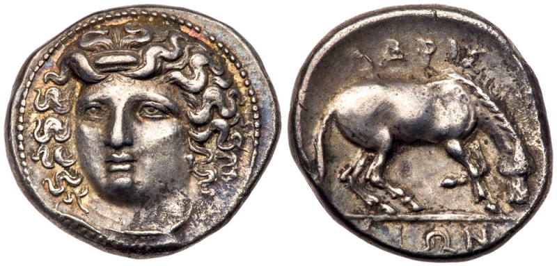 Thessaly, Larissa. Silver Drachm (6.03 g), ca. 356-342 BC. Head of the nymph Lar...