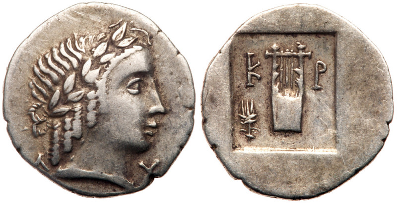 Lycian League, Kragos. Silver Hemidrachm (1.92 g), ca. 30-27 BC. &Lambda;-Y, lau...