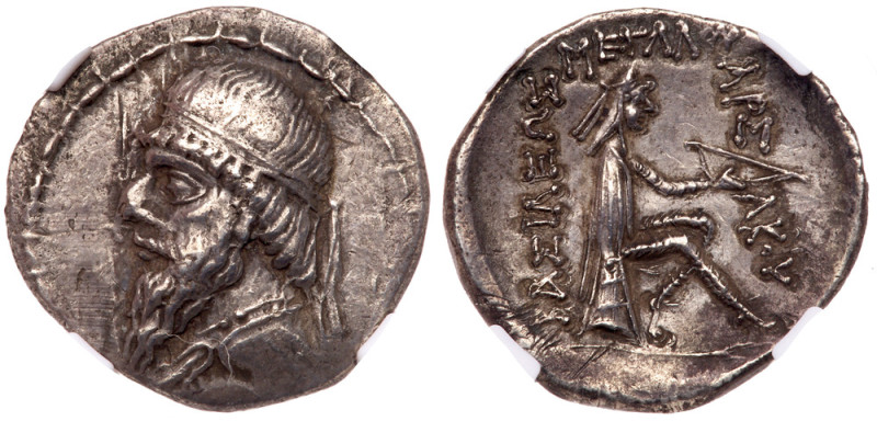Parthian Kingdom. Mithradates I, c. 164-132 BC. Silver Drachm (3.65g). Hekatompy...