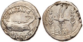 Mark Antony. Silver Denarius (3.53 g), 32-31 BC