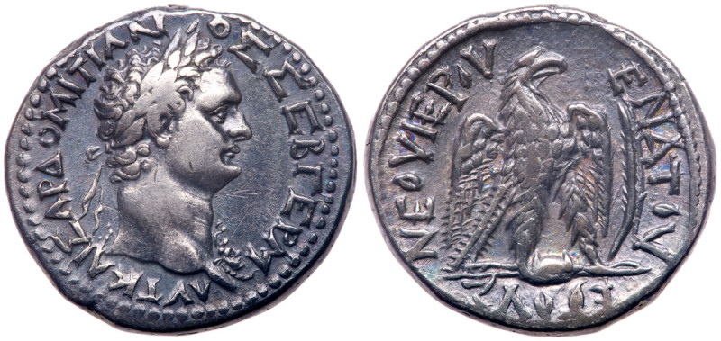 Domitian. AD 81-96. Syria. Seleucis and Pieria. Antioch. Silver Tetradrachm (27m...
