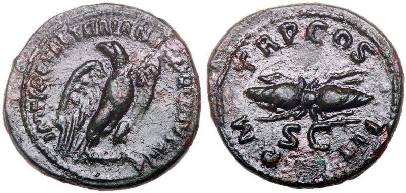 Hadrian, 117-138 AD. AE Quadrans (20mm, 4.2g). Rome mint. Struck AD 121-122. Eag...