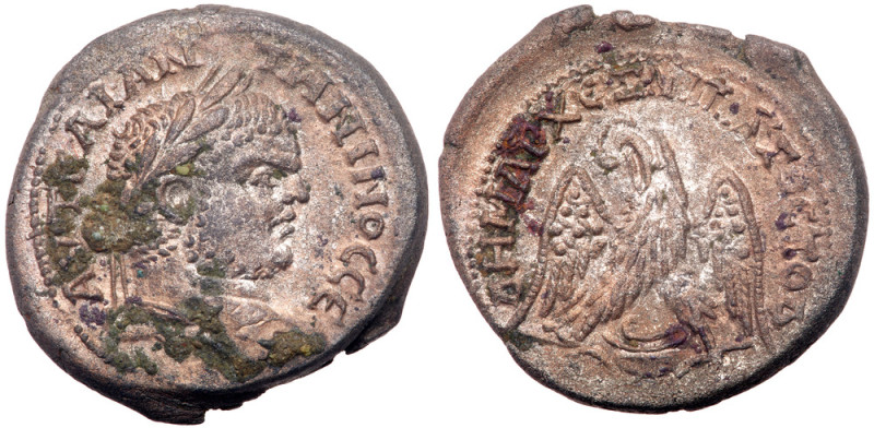 Caracalla, AD 198-217. Phoenicial Berytus. BI Tetradrachm (27mm, 14.26g). Struck...