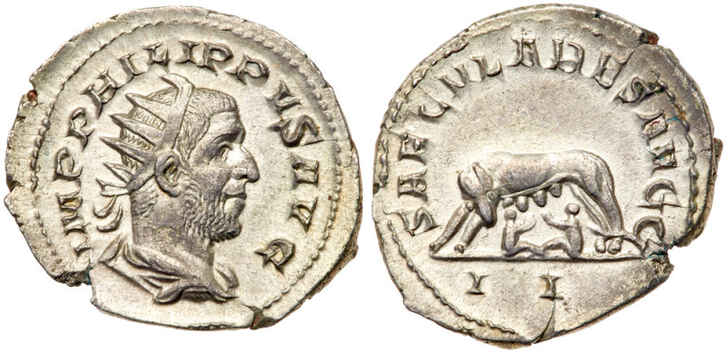 Philip I. Silver Antoninianus (3.51 g), AD 244-249. Commemorating the Millennial...