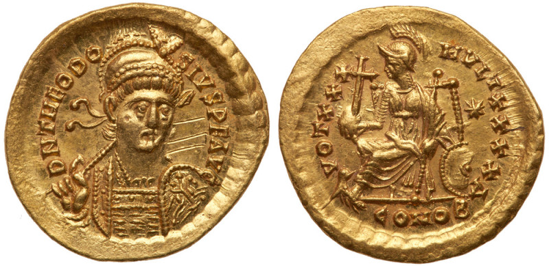 Theodosius II, AD 402-450. Gold Solidus (4.47 g.). Mint of Constantinople, AD 43...