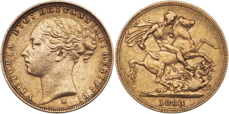 Australia. Sovereign, 1883-M. S-3857C; Fr-16; KM-7. Victoria. Young head. Revers...