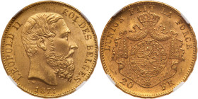 Belgium. 20 Francs, 1874