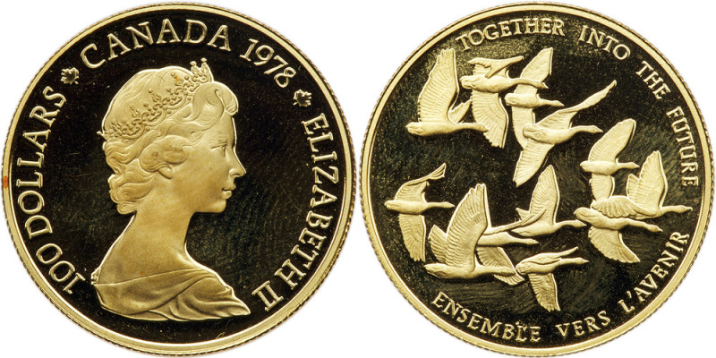 Canada. 100 Dollars, 1978. KM-122. Weight 0.5002 ounce. Canadian Unification. Wi...