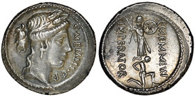 C. Memmius
Denarius, Rome, 56 avant J.C., AG 4 g. 19 mm
Avers : Tête laurée de Cérès à droite C. MEMMI. C.F.
Revers : Captif agenouillé à droite, derr...