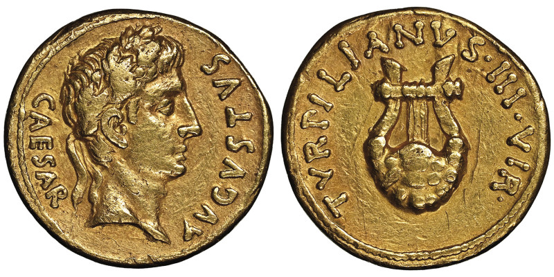 Augustus 27 avant J.C. 14 AD
Aureus, avec Petronius Turpilianus, Rome, environ, ...