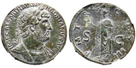 Hadrianus 117-138
Sestertius, Rome, 120-122, AE 24.97 g.
Avers : IMP. CAESAR TRAIANVS HADRIANVS AVG. P. M. TR. P. COS. III.
Revers : P. M. TR. P. COS....
