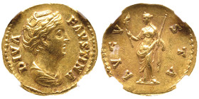 Antoninus Pius pour Faustina Augusta 138-141 
Aureus, Rome, 141-161, AU 7.39 g.
Avers : DIVA FAVSTINA Buste drapé à droite.
Revers : AVGVSTA Cérès voi...