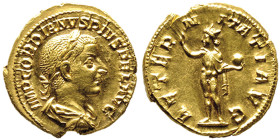 Gordian III 238-244
Aureus, Rome, 241-243, AU 5.41 g. 20 mm
Avers : IMP GORDIANVS PIVS FEL AVG
Buste lauré, cuirassé et drapé à droite.
Revers : N ITA...