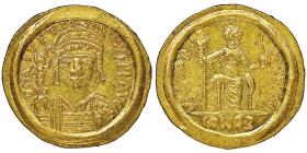 Justin II 565-578
Solidus, Ravenne pour NGC : peut-être Sicile, Syracuse, AU 4.50 g. Ref : Sear 416A
étiquette Burgan, Bourse de Paris, 14-03-1994
Con...