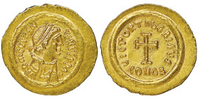Tiberius II Constatinus 578-582 
Tremissis, Ravenne, AU 1.49 g.
Ref: Hahn 17, Ranieri 445 (R2)
Vente Varesi, 21-04-1988, lot 153
Conservation : traces...