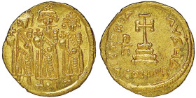 Heraclius, Heraclius Constantine & Heraclonas 610-641
Solidus, Sicile, AU 4.30 g.
Ref : Hahn 103
étiquette Le Louis d'or, Bourse de Paris, 03-1992 Con...