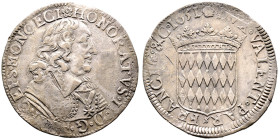 Honoré II 1604-1662 Écu de 3 Livres ou 60 Sols, 1651, AG 27 g. Ref : G. MC 29, CC30
Conservation : rayures sinon pr.Superbe