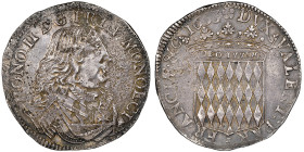Honoré II 1604-1662 Écu de 3 Livres ou 60 Sols, 1653, AG 27.2 Avers : HONO II D G PRIN MONOECI Buste drapé et cuirassé à droite
Revers : DVX VALENT PA...