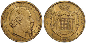 Charles III 1856-1889
100 Francs, 1882 A, AU 32.25 g.
Ref : G. MC122, CC 179, Fr. 11
Conservation : NGC MS 62
Quantité : seulement 5000 exemplaires fr...
