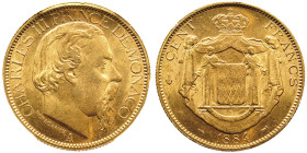 Charles III 1856-1889
100 Francs, 1884 A, AU 32.25 g. Ref : G. MC122, CC 179, Fr. 11 Conservation : PCGS MS64