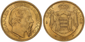 Charles III 1856-1889
100 Francs, 1886 A, AU 32.25 g. Ref : G. MC122, CC 179, Fr. 11 Conservation : NGC AU 58