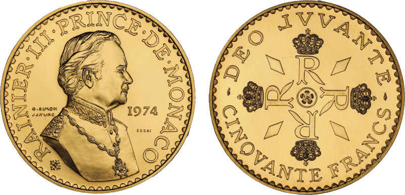 Rainier 1949-2005
Essai de 50 Francs, 1974, AU 51.1 g.
Ref : G. MC 162
Conservat...