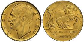 Albania Amet Zogu I 1928-1939
100 Franga, 1927 R, deux étoiles sous le buste, AU 32.25 g. 
Ref : Fr. 1, KM#11a.1
Conservation : NGC MS 63. Two Stars