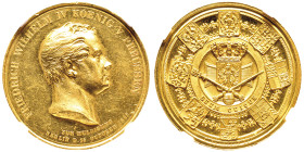 Friedrich Wilhelm IV 1840-1861
Médaille en or, 1840, AU 20.83 g. 41.5 mm
Ref : Marienburg-4218
Conservation : NGC PF 60