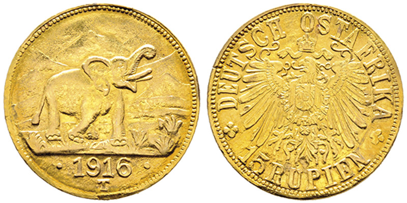 Afrique Orientale Allemande (Deutsch-Ostafrika)
15 Rupien, 1916 T, AU 7.16 g.
Re...