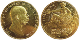 Franz Joseph I 1848-1916
100 Corona, Vienne, 1908, AU 33,9 g. Ref : Fr. 514, KM#2812
Conservation : PROOF