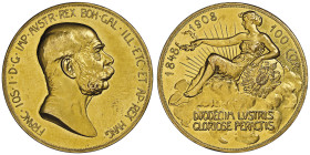 Franz Joseph I 1848-1916
100 Corona, Vienne, 1908, AU 33,9 g. 
Ref : Fr. 514, KM#2812
Conservation : NGC PROOF 61