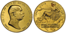Franz Joseph I 1848-1916
100 Corona, Vienne, 1908, AU 33,9 g. 
Ref : Fr. 514, KM#2812
Conservation : NGC PROOF 62