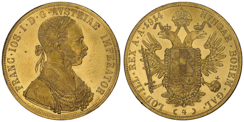 Franz Joseph I 1848-1916
4 ducats 1914, Vienne, AU
Ref : KM#2276, Fr.487
Conserv...