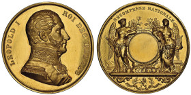 Leopold I 1831-1865 
Médaille en or, Bruxelles, ND (1836), AU 133.71 g. 57 mm Avers : LEOPOLD I ROI DES BELGES Buste à droite en uniforme
Revers : REC...