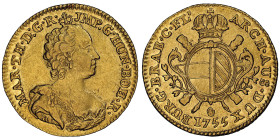 Maria Theresa 1740-1780
Souverain d'or, Antwerp, 1755, AU
Ref : Fr. 135
Conservation : NGC AU 55