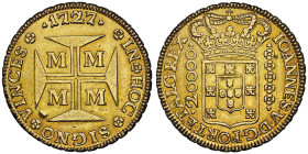 Joao V 1706-1750
20.000 Reis, Minas Gerais Mint, 1727 M, AU
Ref : Fr.33, KM#117
Conservation : NGC MS 61