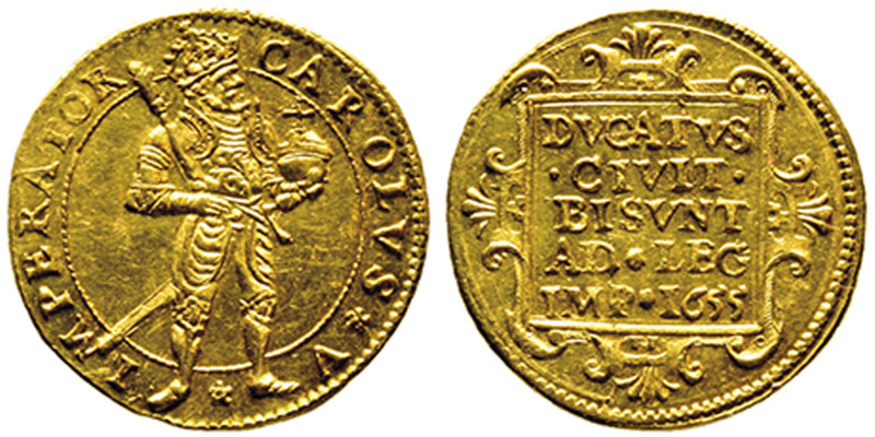 Besançon (libre ville imperiale)
Demi-ducat, Besançon, 1655, AU 1.72 g. Ref : Du...