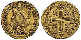 ROYALES - CAPÉTIENS 
Philippe IV 1285-1314 Petit royal d'or, 1290, AU 3.38 g. 20,5 mm
Avers : PHILIPPVS - DEI GRACIA Le Roi assis de face, sur un trôn...