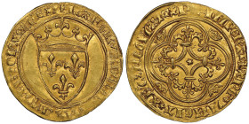 Charles VI 1380-1422
Écu d'or à la couronne, Romans, AU 3.85 g. Ref : Dupl. 369c, Fr. 291
Conservation : NGC MS 61