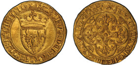 Charles VI 1380-1422 Écu d'or à la couronne, Romans, AU 3.93 g. Ref : Dupl. 369c, Fr. 291
Conservation : PCGS MS 62