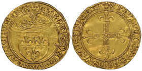 Charles VIII 1483-1498
Écu d'or, Poitiers, AU 3.25 g. Ref : Dup. 575, Fr. 318 Conservation : NGC MS 61