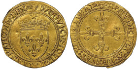 Louis XII 1498-1515
Écu d'or, Lyon, AU 3.35 g. Ref : Dup. 647, Fr. 323 Conservation : NGC AU 58