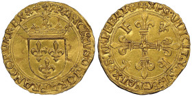Francois I 1515-1547
Ecu d'or au soleil, Lyon, AU 3.42 g. Ref : Dup. 775, Fr. 347
Conservation : NGC MS 62