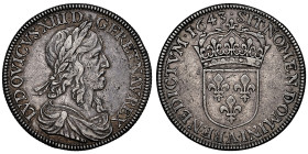 Louis XIII 1610-1643
1/2 Écu Piefort quadruple, 2ème poinçon de Warin, Paris, 1643 A, rose , AG 54.75 g.
Ref : G. 50 (R5)
Ex Collection Dr. F.
Conserv...