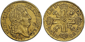 Louis XIV 1643-1715
Louis d'or au soleil, Paris, 1713 A, AU Ref : G. 256 (R2)
Conservation : NGC AU DETAILS