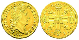 Louis XIV 1643-1715
Demi-louis d'or au soleil, Besançon, 1710 CC, AU
Ref : G. 243 (R3)
Conservation : Superbe